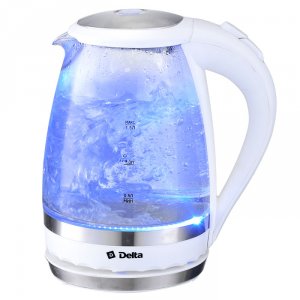 Чайник DELTA DL -1202 1,5л 2200Вт жар. стекло, белый
