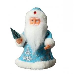 Дед Мороз "В узорчатой шубке с елочкой 19 см, голубой