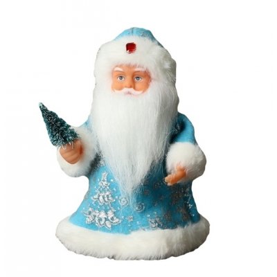 Дед Мороз "В узорчатой шубке с елочкой 19 см, голубой