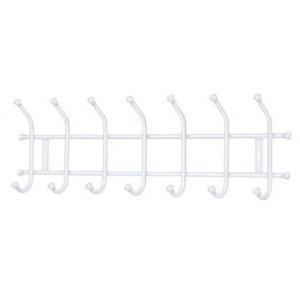 Вешалка настенная 7 крючков, 670*215*85мм, матовый белый