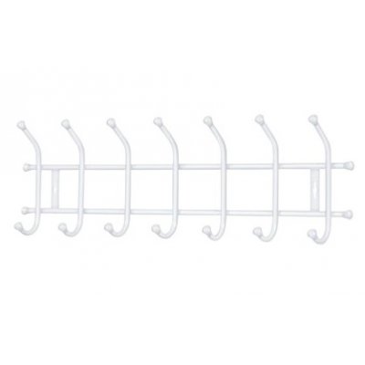 Вешалка настенная 7 крючков, 670*215*85мм, матовый белый