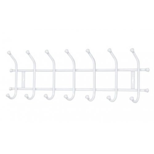 Вешалка настенная 7 крючков, 670*215*85мм, матовый белый