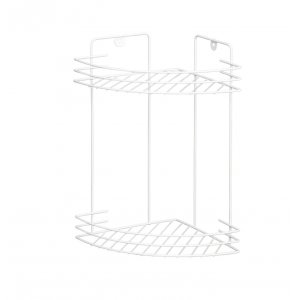 Полка для ванной угловая 2-х ярусная, 19*19*31,5 см, металл, цвет белый