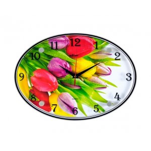Часы настенные "Букет разноцветных тюльпанов" 2434-834
