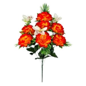 Букет георгин с нарциссом 7цв 56см