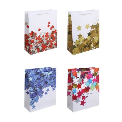 Пакет подарочный бумажный 26*32*10см Звезды