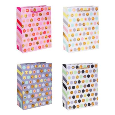 Пакет подарочный бумажный 18*23*8см Смайлы