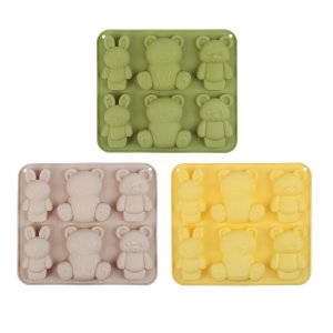 Форма силиконовая "Мишки и зайчики", 6 ячеек, 16*14*2см