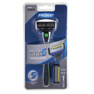 Станок для бритья мужской PROWAY (5 лезвий) + 2 сменных кассеты, пластик