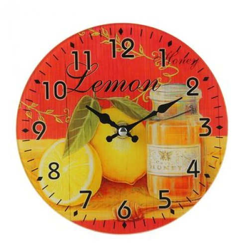 Часы настенные круг с подст. Мед и лимоны d=17см (РАСПРОДАЖА)