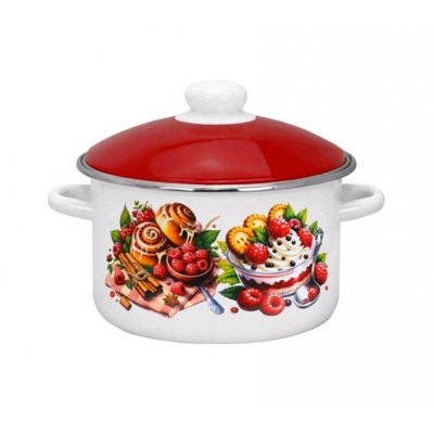 Кастрюля эмалированная 2л 01-1610/6-Малиновое варенье (уп.8)