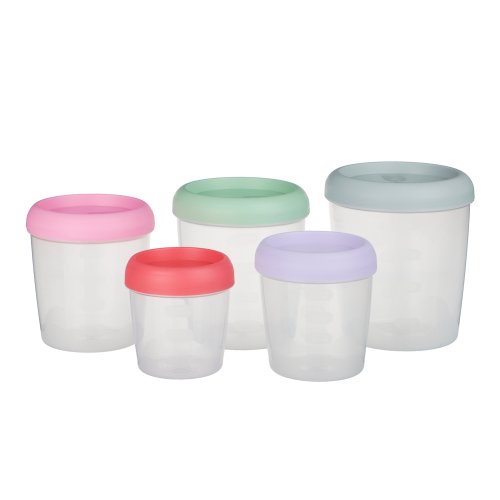 Набор контейнеров с завинчивающейся крышкой 5шт (1,4л; 1,05л; 0,75л; 0,55л; 0,4л), пластик