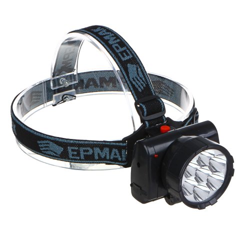 Фонарь налобный аккумуляторный ЕРМАК 7 ярк. LED, шнур 220В, 8,8*7*7,6см