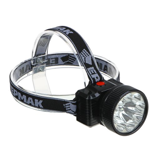 Фонарь налобный аккумуляторный ЕРМАК 8 ярк.+ 0,5 Вт LED, вилка 220В, 8,8*7,4*8,5см