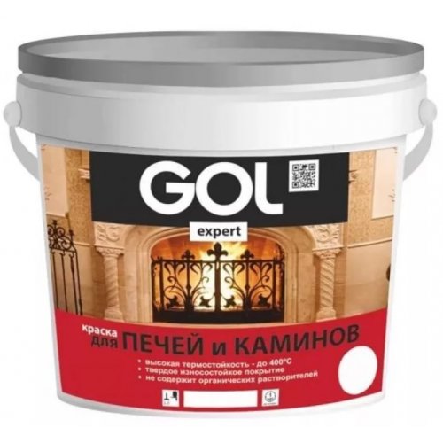Краска для печей и каминов GOLexpert белая 1кг (уп.12)