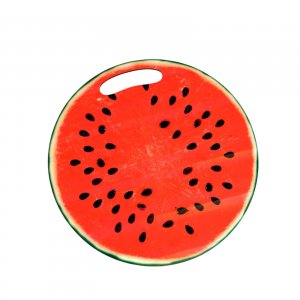 Доска разделочная и сервировочная круглая кухонная "Арбуз в разрезе" 25,5см
