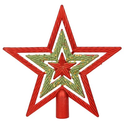 Наконечник "Звезда", 19*19см, глиттер, красно-золотая