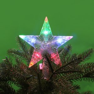 Макушка на елку "Звезда"  15см, 10LED, 220В, постоянное свечение мульти, провод ПВХ прозрачный