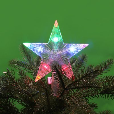 Макушка на елку "Звезда"  15см, 10LED, 220В, постоянное свечение мульти, провод ПВХ прозрачный