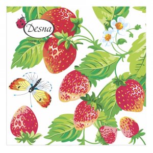 Салфетки бумажные 24*24см 40шт Земляника 1сл (уп.32)