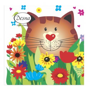 Салфетки бумажные 24*24см 40шт Чеширский кот 1сл (уп.32)