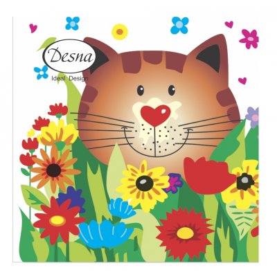 Салфетки бумажные 24*24см 40шт Чеширский кот 1сл (уп.32)