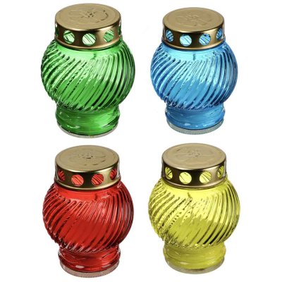 *Свеча парафиновая в стеклянном подсвечнике, 11,5х8,5см, 4 цвета