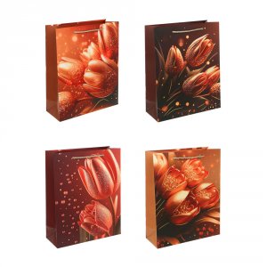 Пакет бумажный подарочный 26x32x10см, Цветы, арт 2