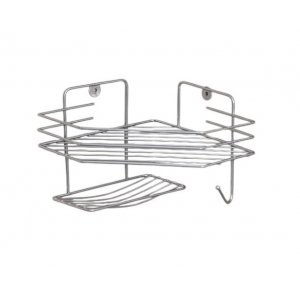 Полка настенная 1-ярусная с мыльницей, 20х20х15,5 см, цвет хром