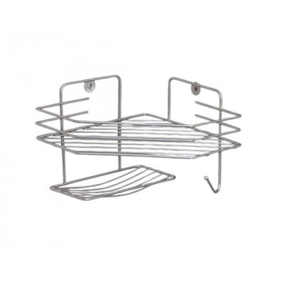 Полка настенная 1-ярусная с мыльницей, 20х20х15,5 см, цвет хром