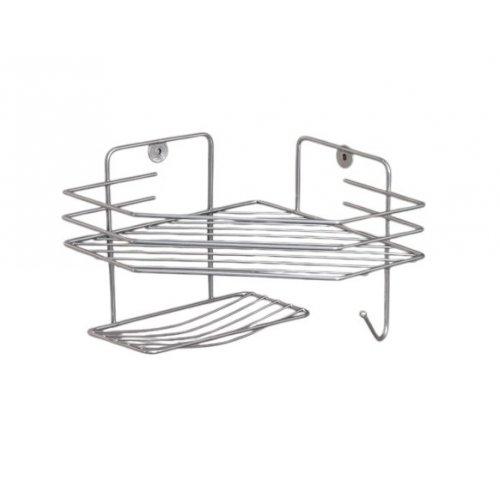 Полка настенная 1-ярусная с мыльницей, 20х20х15,5 см, цвет хром