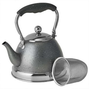 Чайник нерж. 1л ALPENKOK AK-545 серый гранит с ФИЛЬТРОМ из нерж. стали, индукционное дно