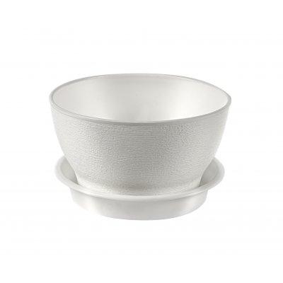 Кашпо "Фиалочка" с поддоном 0,8л перламутровый белый