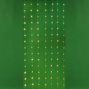 Электрогирлянда занавес нить росы медь 210LED, 2*3м, 7нитей, шампань, 8 реж, USB, пульт