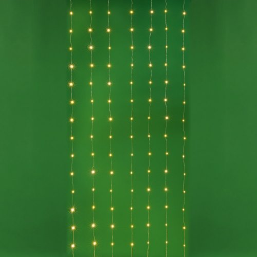 Электрогирлянда занавес нить росы медь 210LED, 2*3м, 7нитей, шампань, 8 реж, USB, пульт