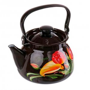 Чайник эмалированный сферич. с мет.ручк. 3л (коричневый)