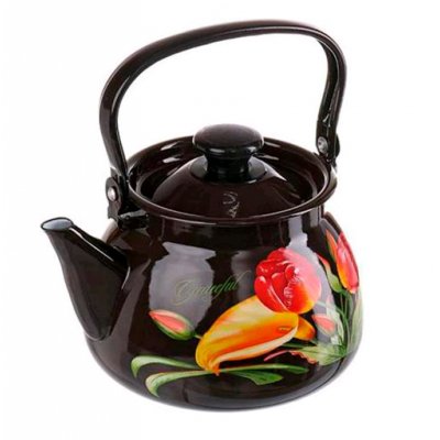 Чайник эмалированный сферич. с мет.ручк. 3л (коричневый)