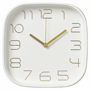 Часы настенные "Классика" квадрат 25*25см, белый+золото