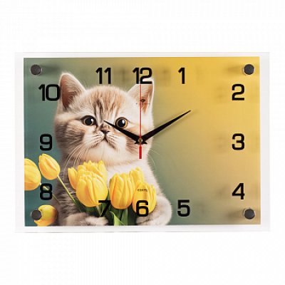 Часы настенные "Котенок в тюльпанах" 2535-302