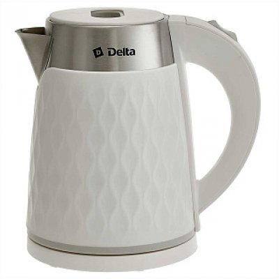 Чайник DELTA DL-1111 белый, пластик ДВОЙНАЯ СТЕНКА,1500 Вт, 1,7л (12)