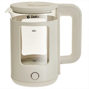 Чайник DELTA DL-1112, белый, корпус из жаропр. стекла,1,5л, 1500Вт