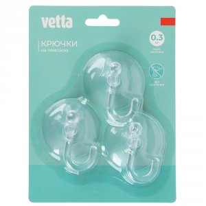 Набор крючков 3шт на присоске прозрачные, WF-058