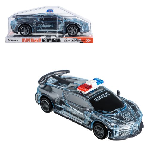 Патрульный автомобиль, свет, звук, инерция, ПВД, 15,5*5*7см, 3 дизайна