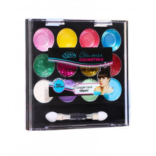Набор косметики для девочки (тени, тени с блестками, блеск для губ, аппликатор)