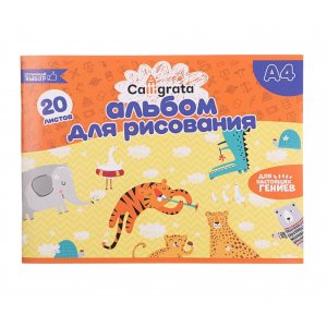 Альбом для рисования A4 20л, 100г/м2, скрепка, 2 дизайна
