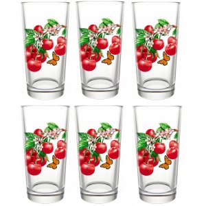 Набор стаканов стекло "Вишня на ветке" 6шт