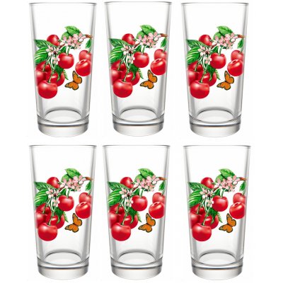 Набор стаканов стекло "Вишня на ветке" 6шт