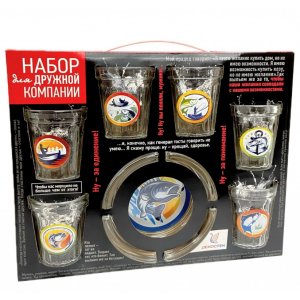 Набор подарочный 7пред. НА КРЮЧКЕ (6стопок, пепельница)