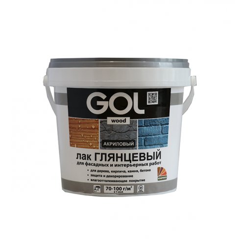 Лак акриловый глянцевый по дереву и др.поверх. GOLwood 0,9кг (уп.12)