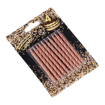 Свечи для торта "Спираль" 10 шт, 6 см, средние,  шампань